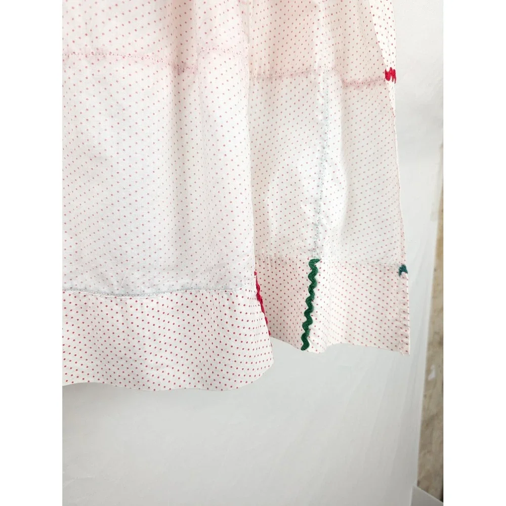Vintage Handmade Floral Polka‎ Dot Half Apron Red Cottagecore Rickrack Prairie